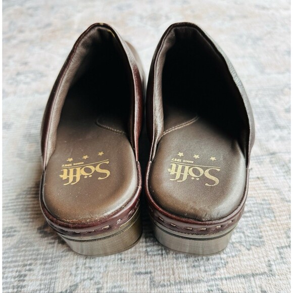 New Sofft Womens Slip Resistant Leather Clogs 7 M Studded Mule Slip On Brown - Picture 4 of 9